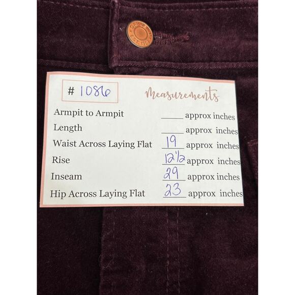 GAP Burgundy Maroon Velvet 70's Flare High Rise Boot Cut Pants Bottoms Size 18R - Picture 7 of 9
